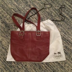Vintage Coach red leather shoulder bag